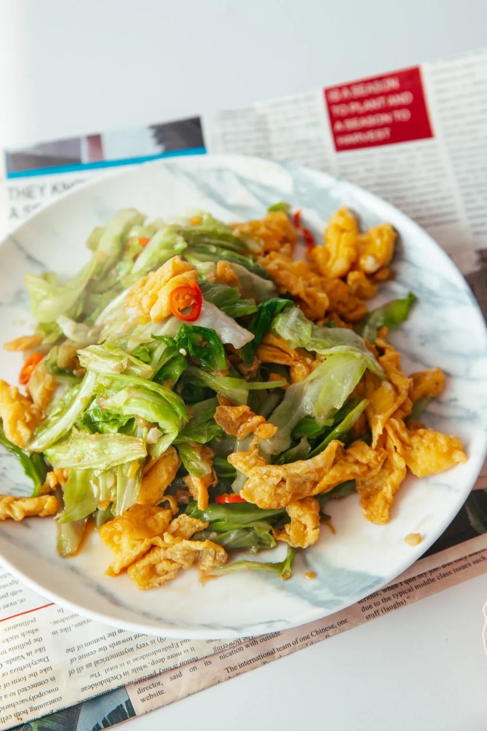 cabbage and egg stir fry