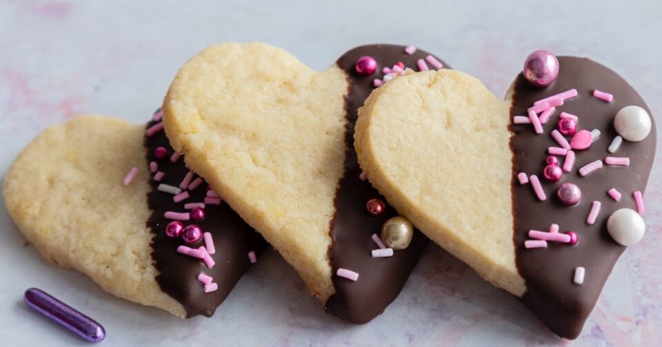 Valentine Chocolate Dipped Cookies
